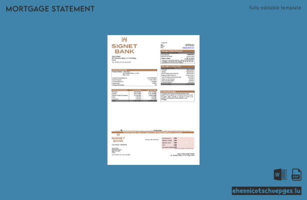 Beispiel eines Hypothekenauszugs der Signet Bank in Lettland (Word- und PDF-Datei)